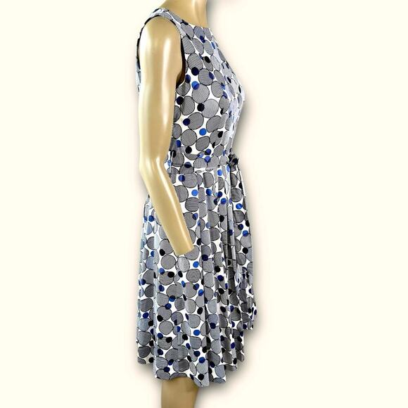 Anne Klein Sleeveless Polka Dot Pleated Fit Flare Tie Belt Sheath Dress Size 6 - Picture 4 of 16